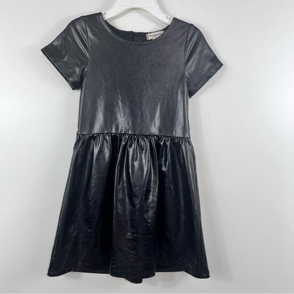 Appaman Girls 4T Black Faux Leather Sparkle Dress Short Sleeve Party Whimsigoth - Picture 9 of 11